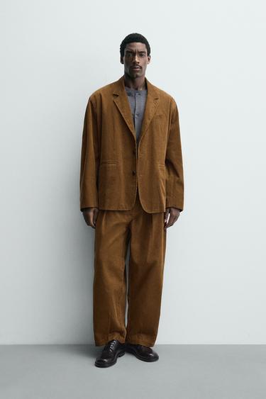 LIMITED EDITION RELAXED FIT CORDUROY SUIT BLAZER - Brown by Zara
