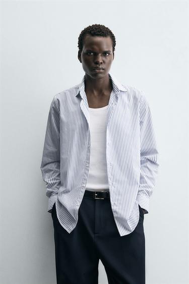 CAMISA REGULAR FIT RAYAS - Blanco de Zara