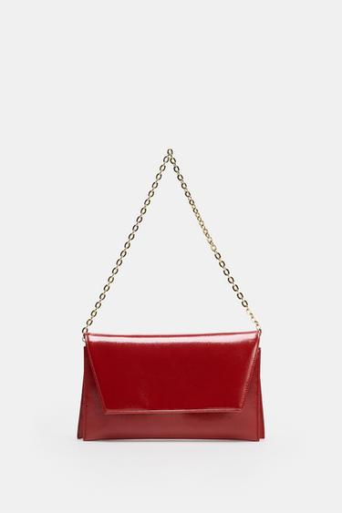 PATENT-EFFECT SHOULDER BAG - Red by Zara