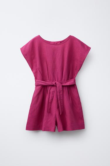 MONO CORTO LAZO CON LINO - Fucsia de Zara