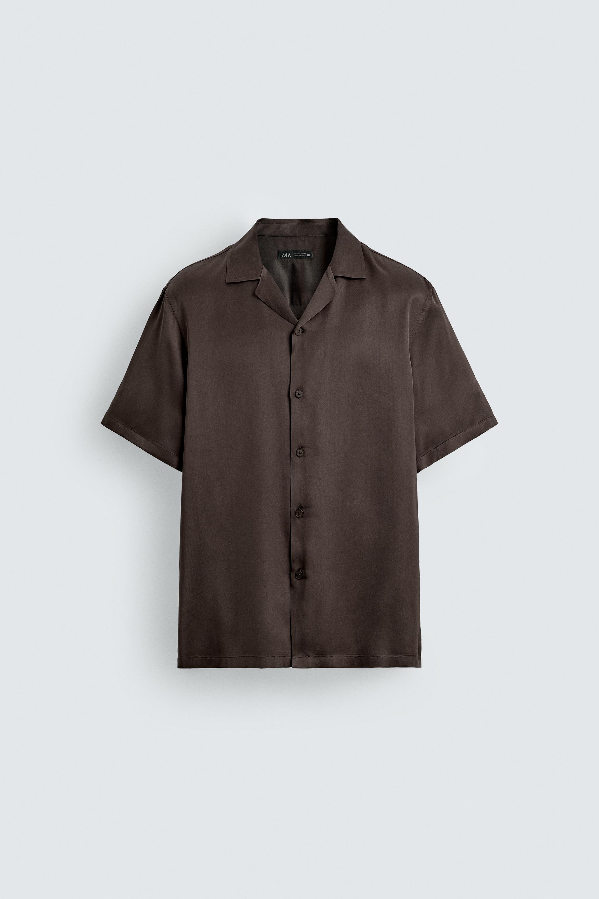サテン リラックスフィット シャツ - ブラウン | ZARA Japan / 日本