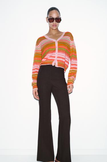 FLARE TROUSERS WITH SIDE SEAMS - Brown by Zara