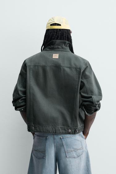 BLOUSON DÉLAVÉ COL BIMATIÈRE - Vert bouteille de Zara - Image 2