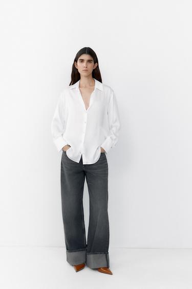 SATIN BASIC SHIRT - White by Zara - Image 0