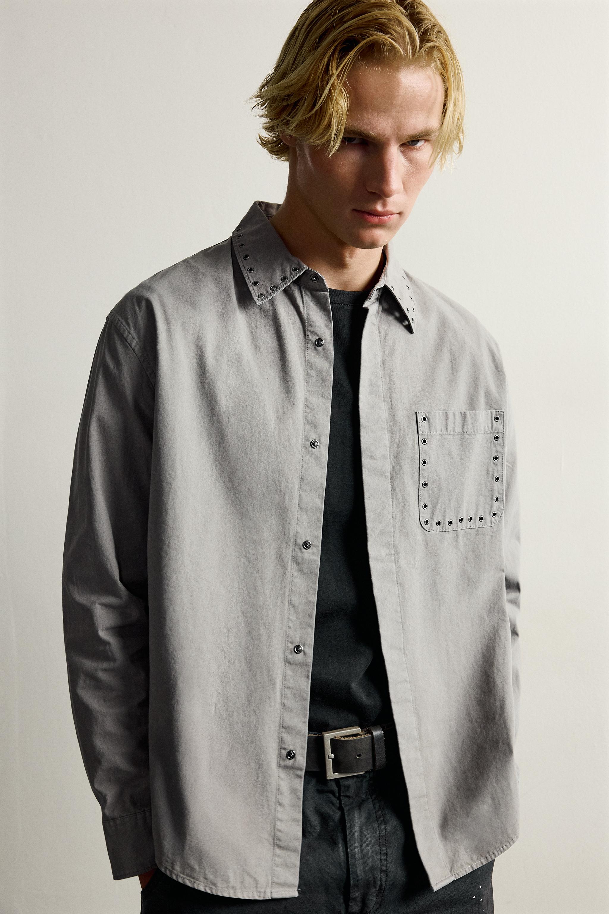 CHEMISE RELAXED FIT ŒILLETS MÉTALLIQUES
