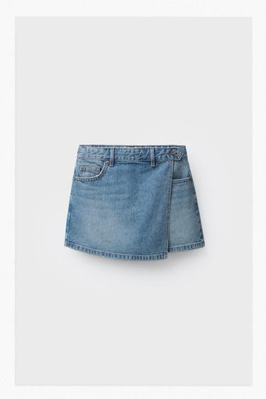 Zara 牛仔短褲裙 - 藍色