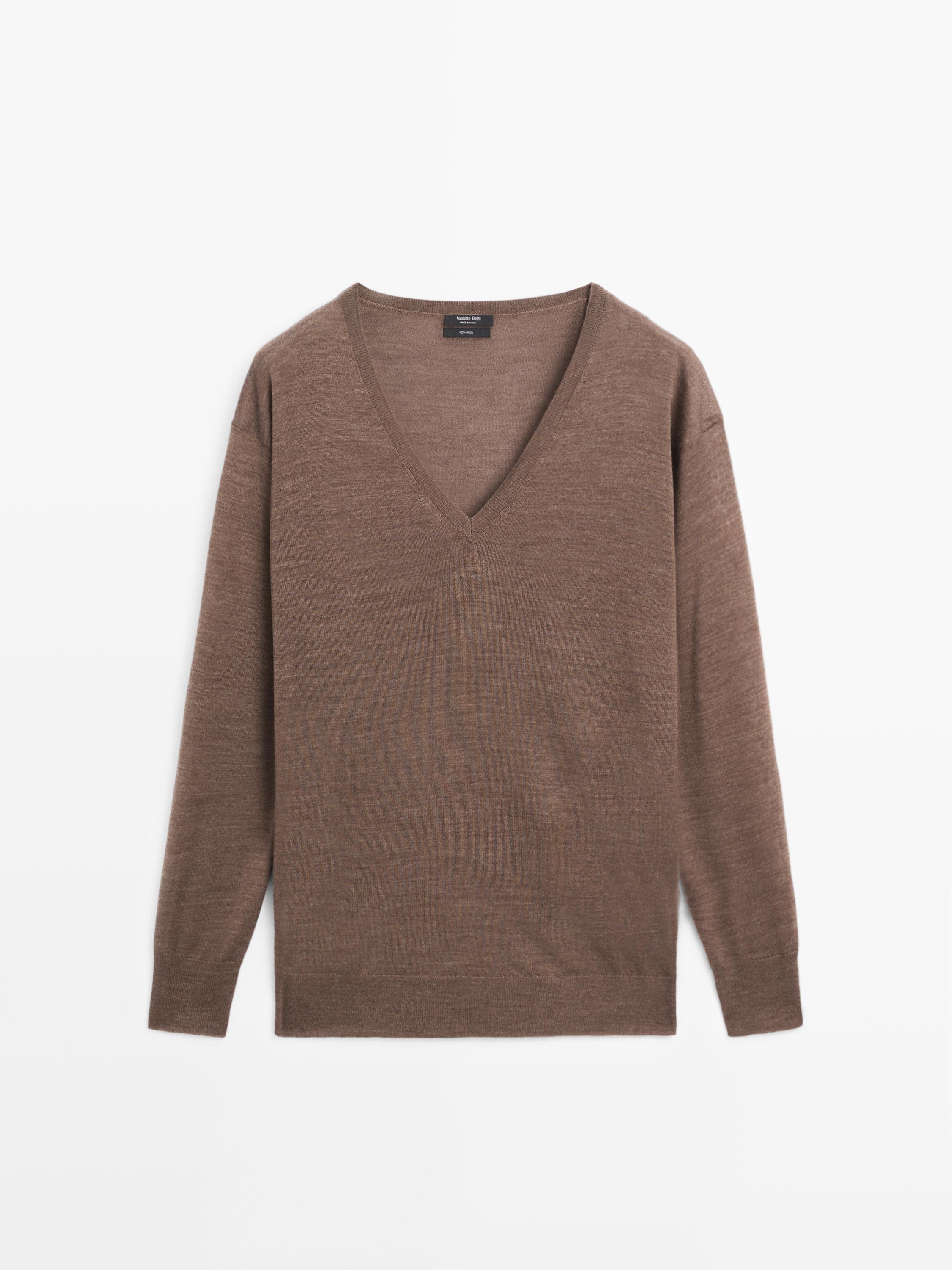 Pull à col en V 100 % laine