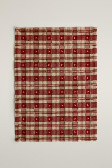 Zara CHRISTMAS CHECK AND HEART COTTON PLACEMAT (PACK OF 2) - 紅色