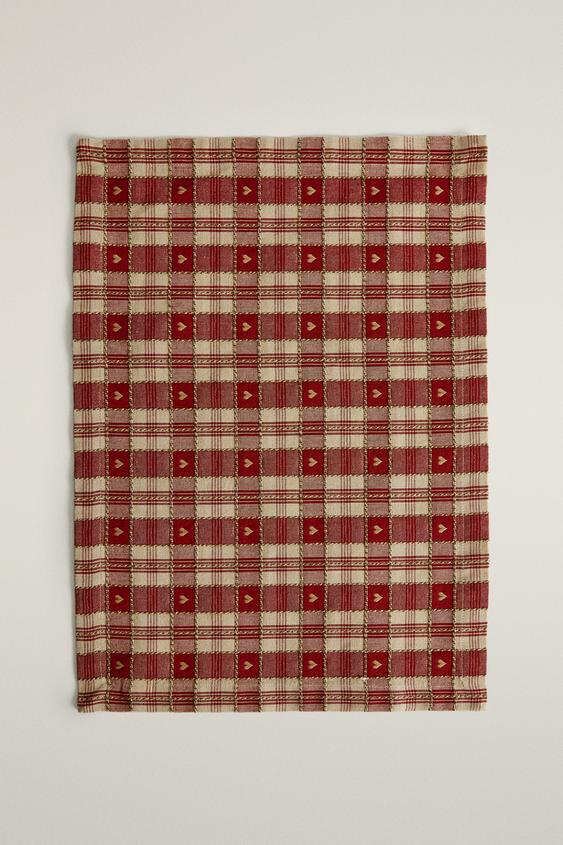 Zara CHRISTMAS CHECK AND HEART COTTON PLACEMAT (PACK OF 2) - 紅色 - 圖片 0