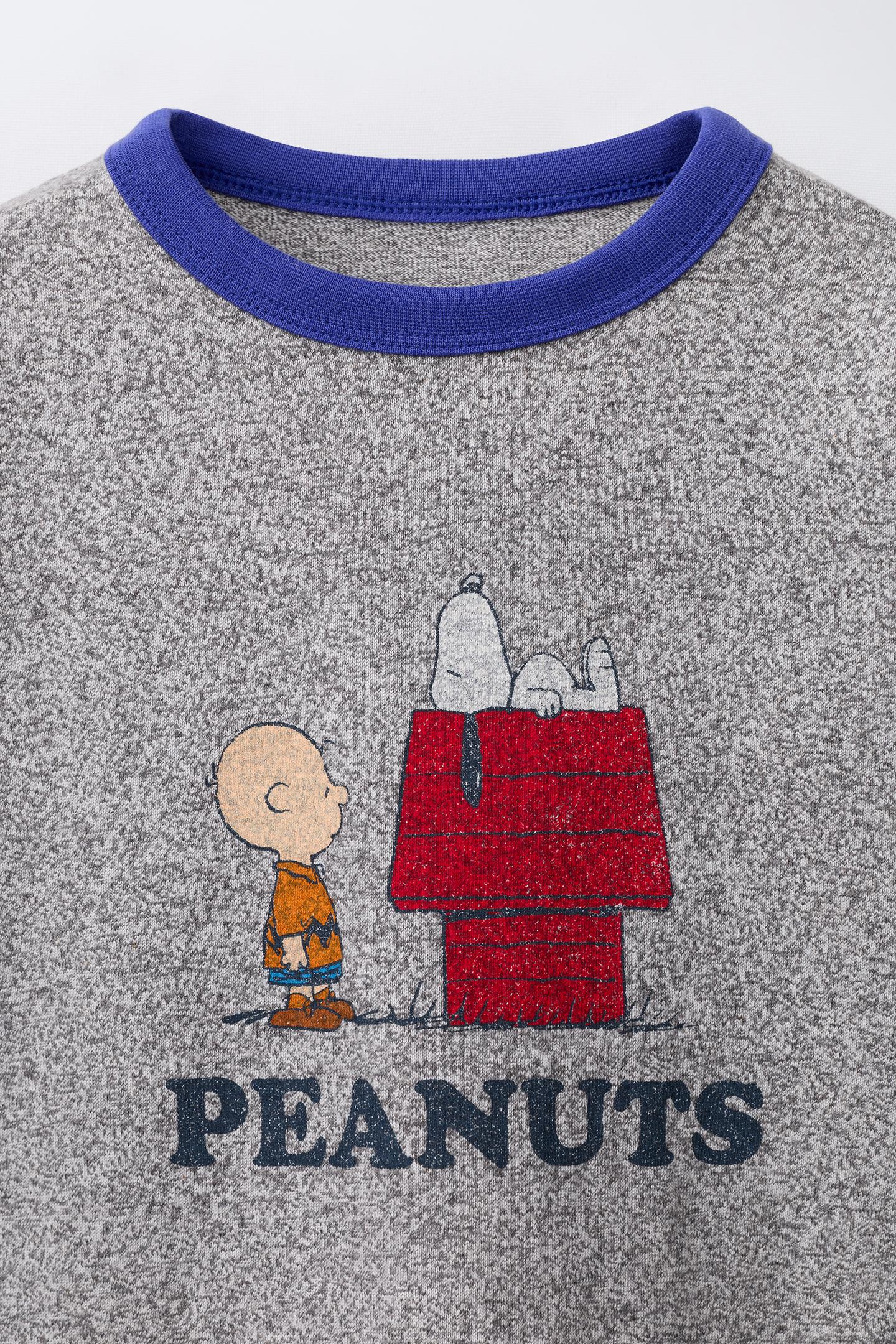 Детская футболка Zara Snoopy Peanuts™ Graphic, цвет: Серый меланжевый — фото 4