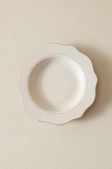 PRATO DE SOBREMESA DE PORCELANA COM BORDA - Creme da Zara