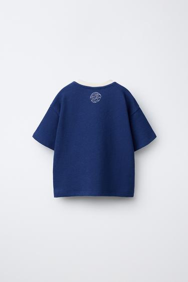 EMBROIDERED SLOGAN T-SHIRT - Ink blue by Zara - Image 1