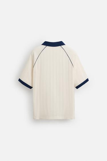 POLO JACQUARD BRODÉ - Blanc cassé de Zara - Image 7