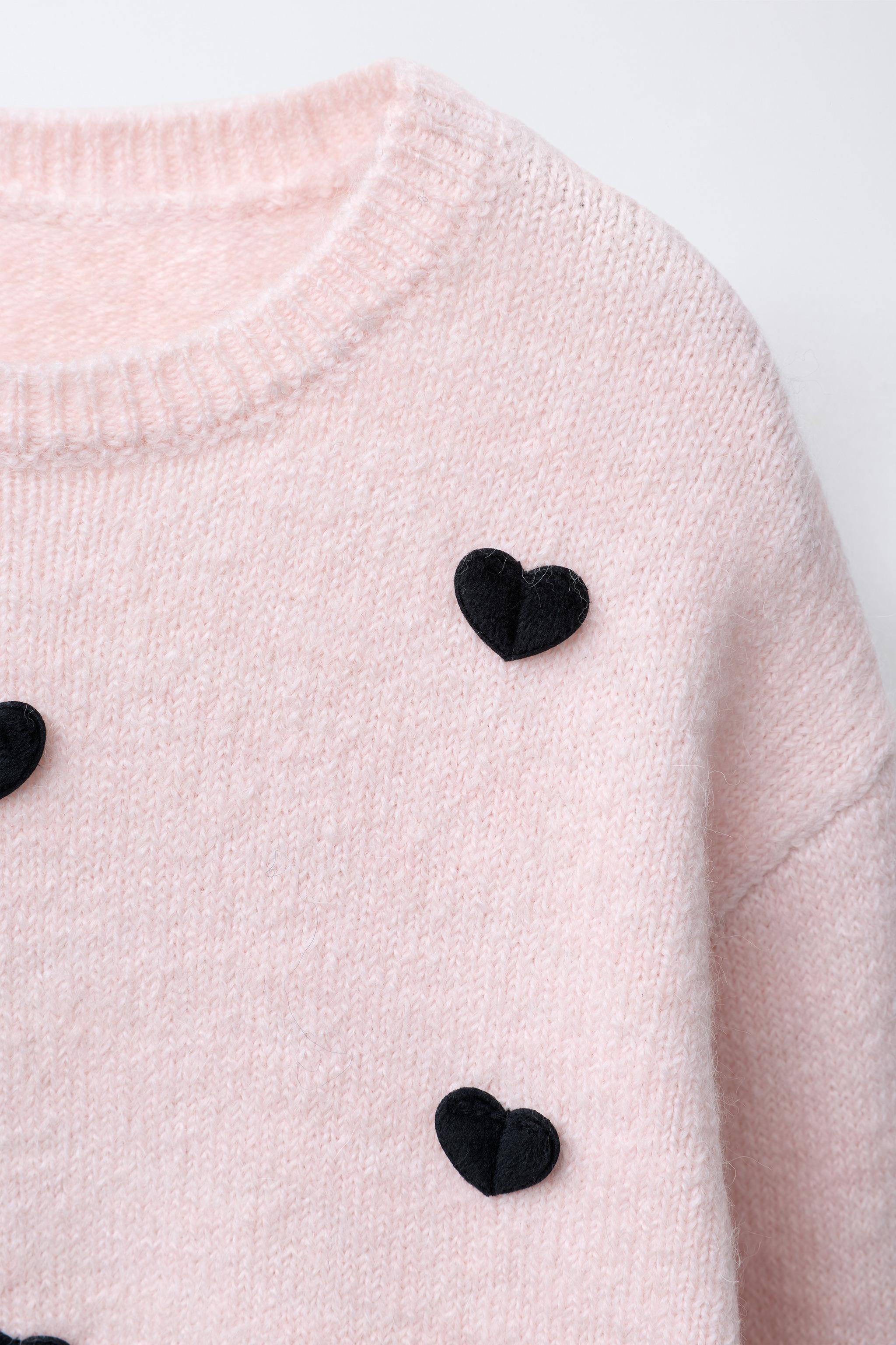 ハートフロックプリントニットセーター - パステルピンク | ZARA Japan