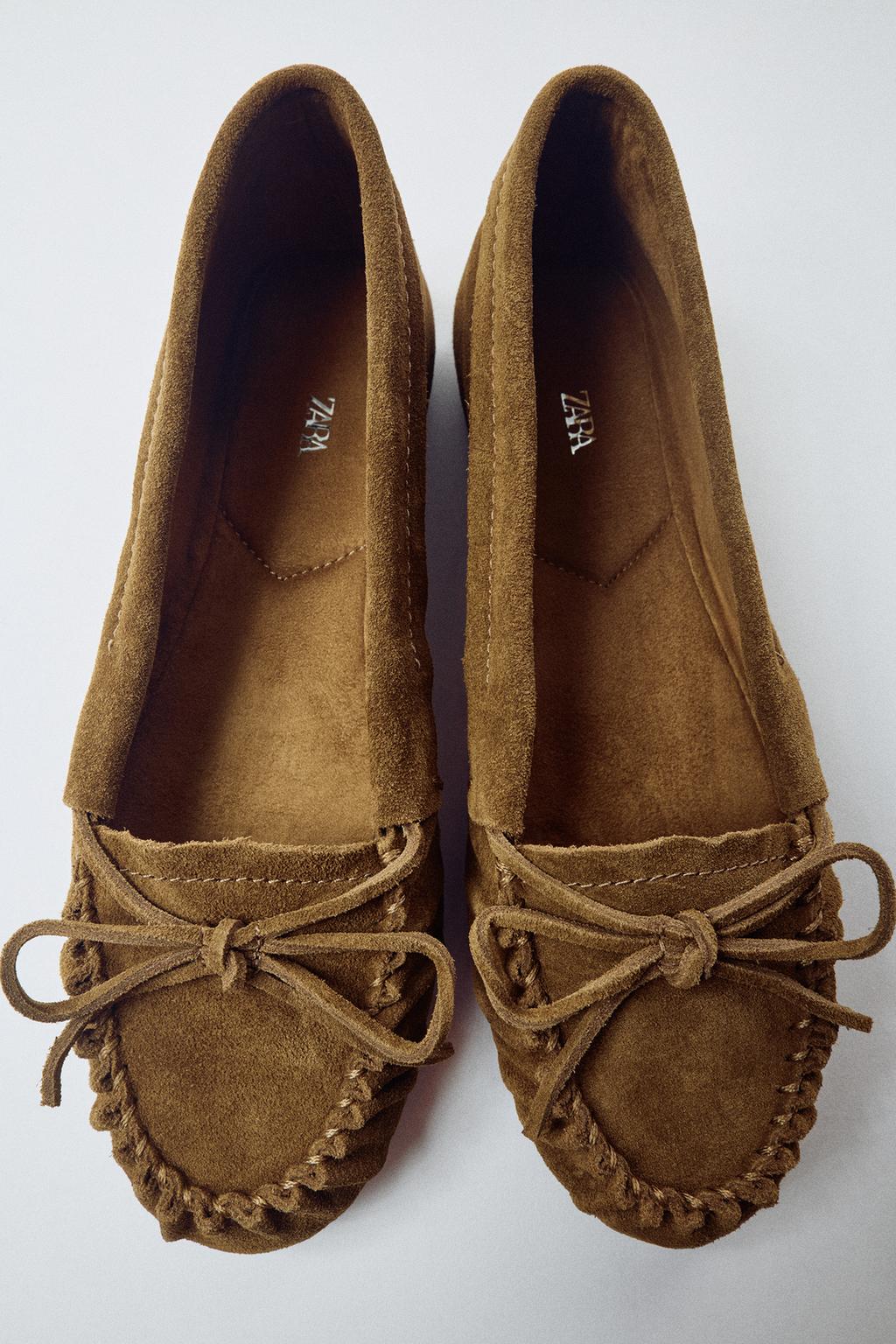 SPLIT SUEDE BOW LOAFERS