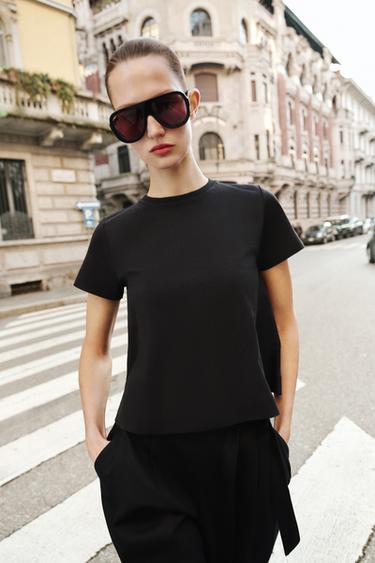 Zara SHORT SLEEVE T-SHIRT - Charcoal