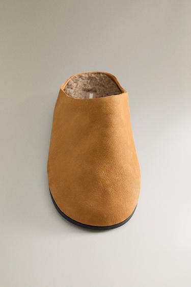 CHAUSSONS OUVERTS À L'ARRIÈRE EN CUIR CHAUD - Marron de Zara - Image 4