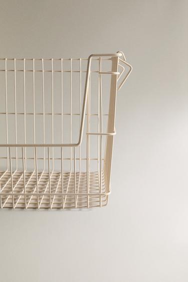 STACKABLE LACQUERED METAL BASKET - Cream by Zara - Image 3