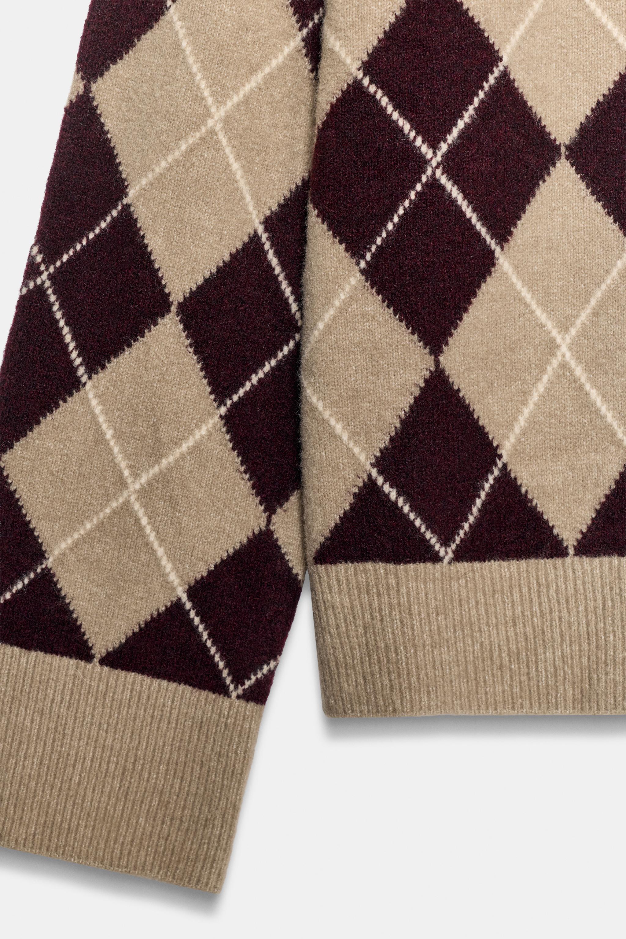 SOFT ARGYLE KNIT SWEATER