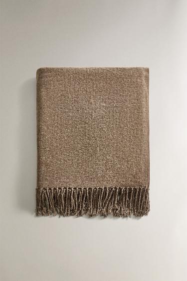 CHENILLE THROW - Khaki by Zara