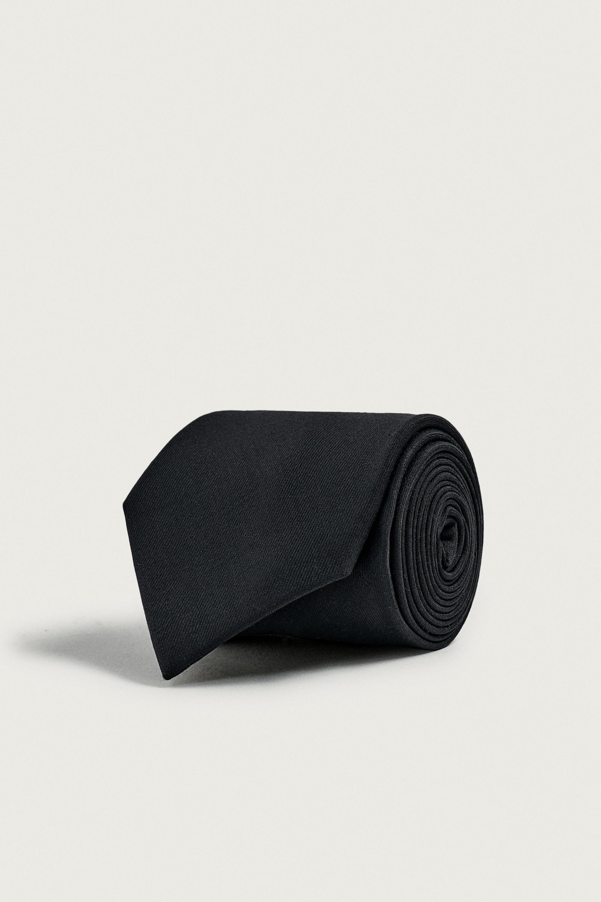 100% WOOL TIE — Black