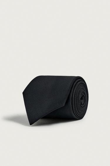 CRAVATE BASIQUE 100% LAINE - Noir de Zara