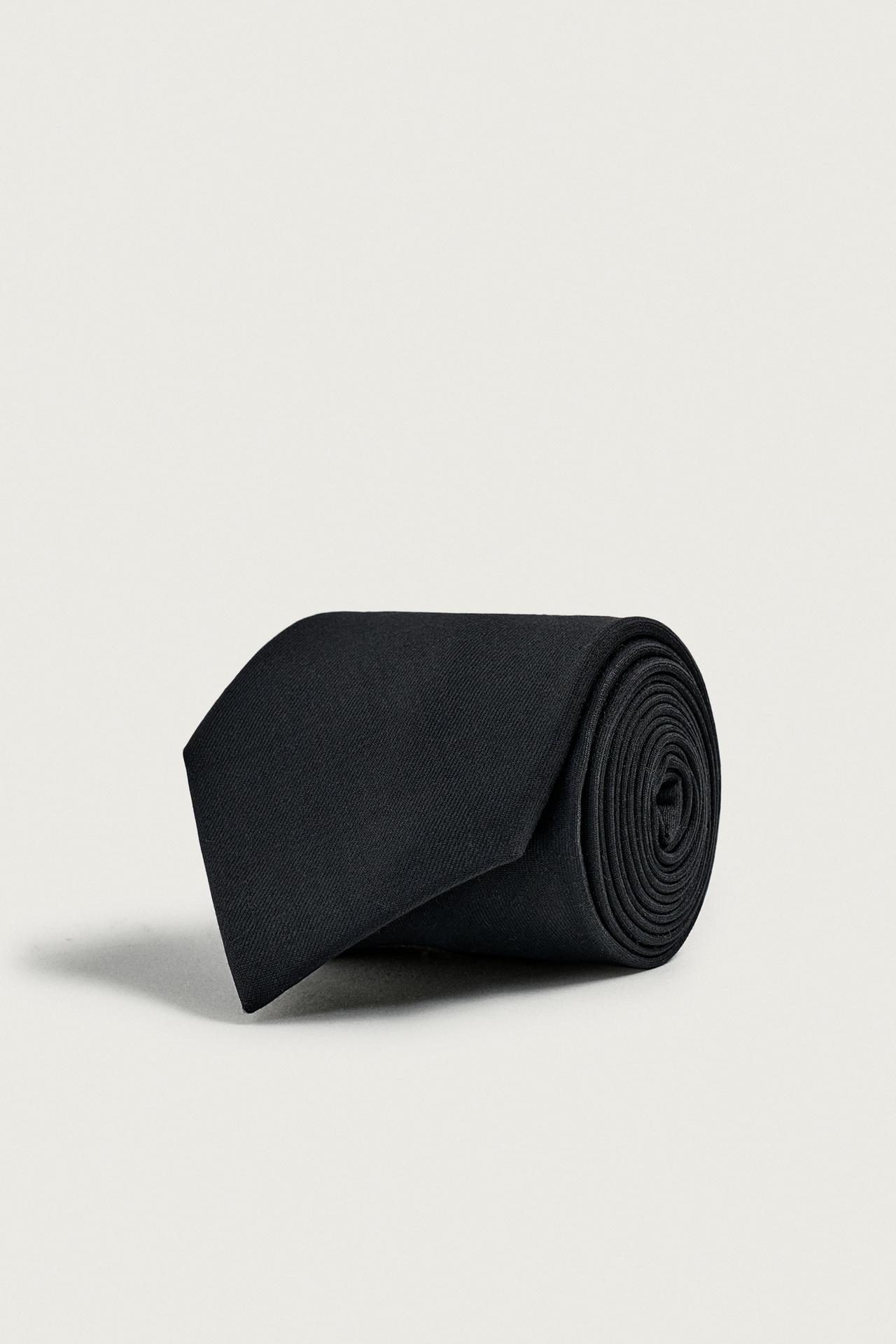 BASIC 100% WOOL TIE — Black
