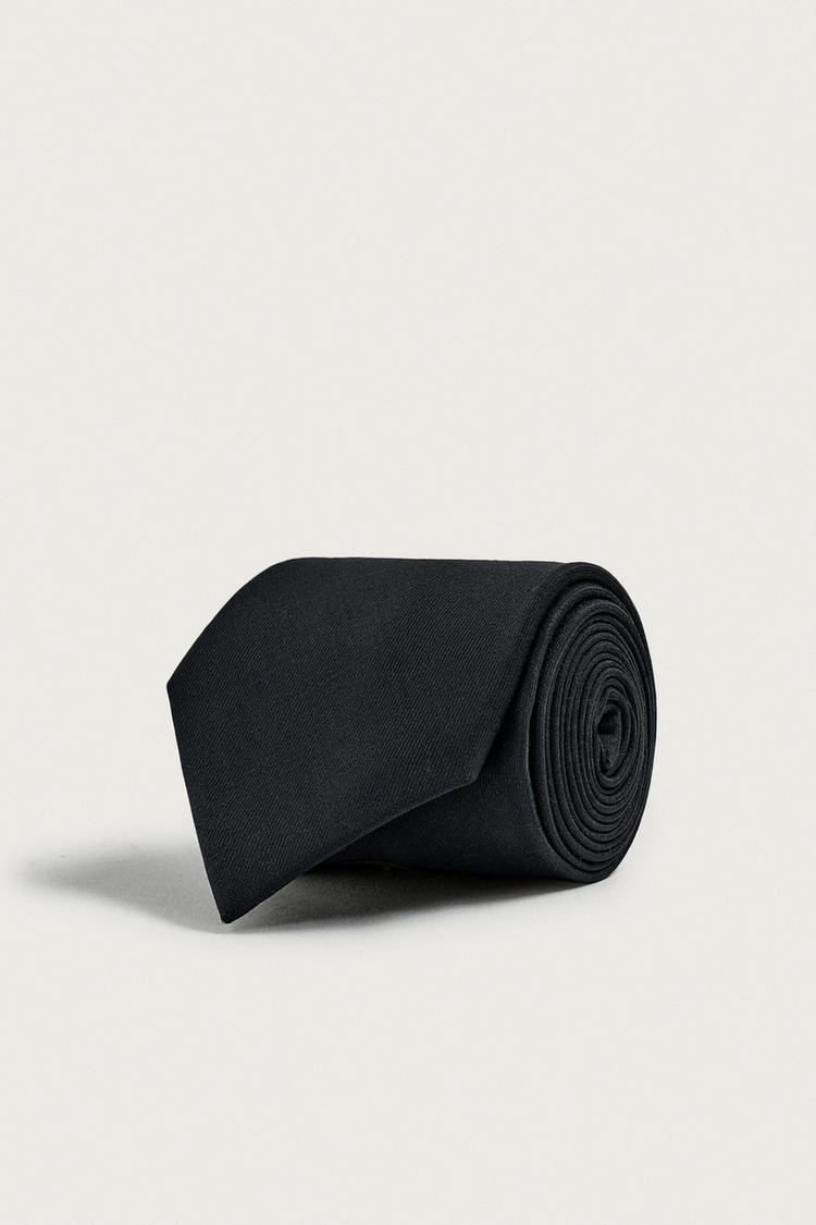 BASIC 100% WOOL TIE — Black