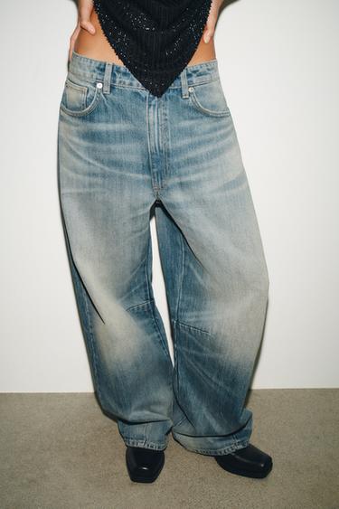 JEANS TRF BAGGY BALLOON TIRO MEDIO - Blauw van Zara
