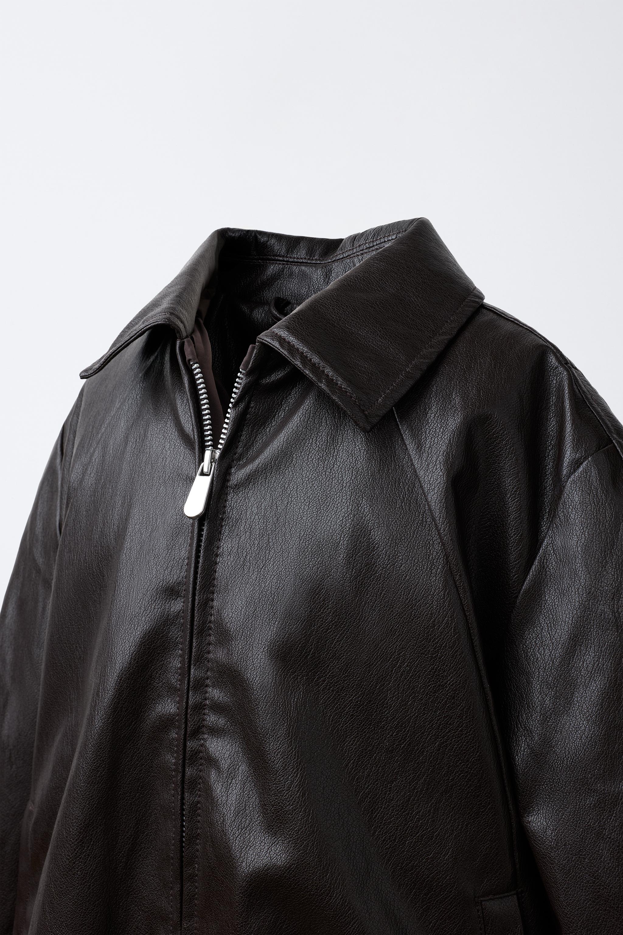 FAUX LEATHER BOMBER JACKET