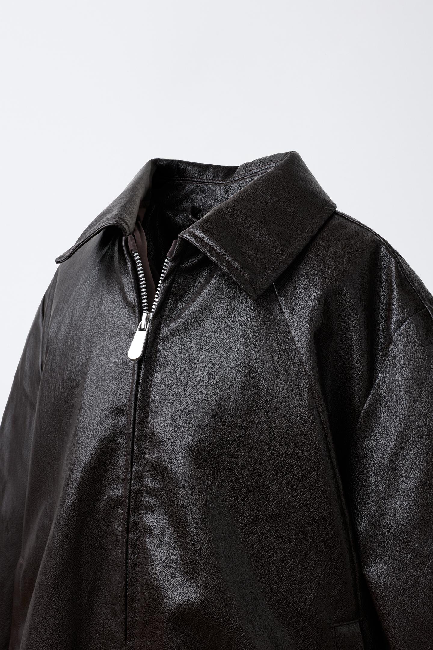 Детская куртка Zara Faux Leather Bomber, цвет: Коричневый — фото 3