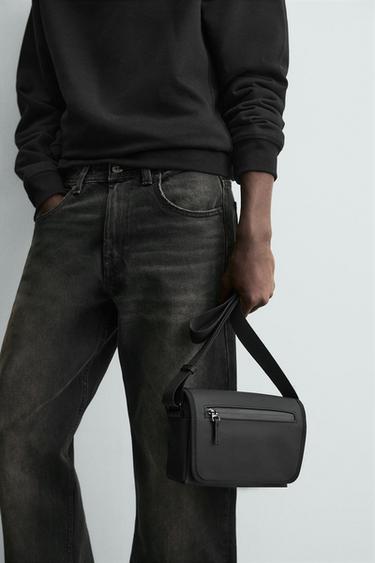 Zara RUBBERIZED CROSSBODY BAG - Black - Image 0