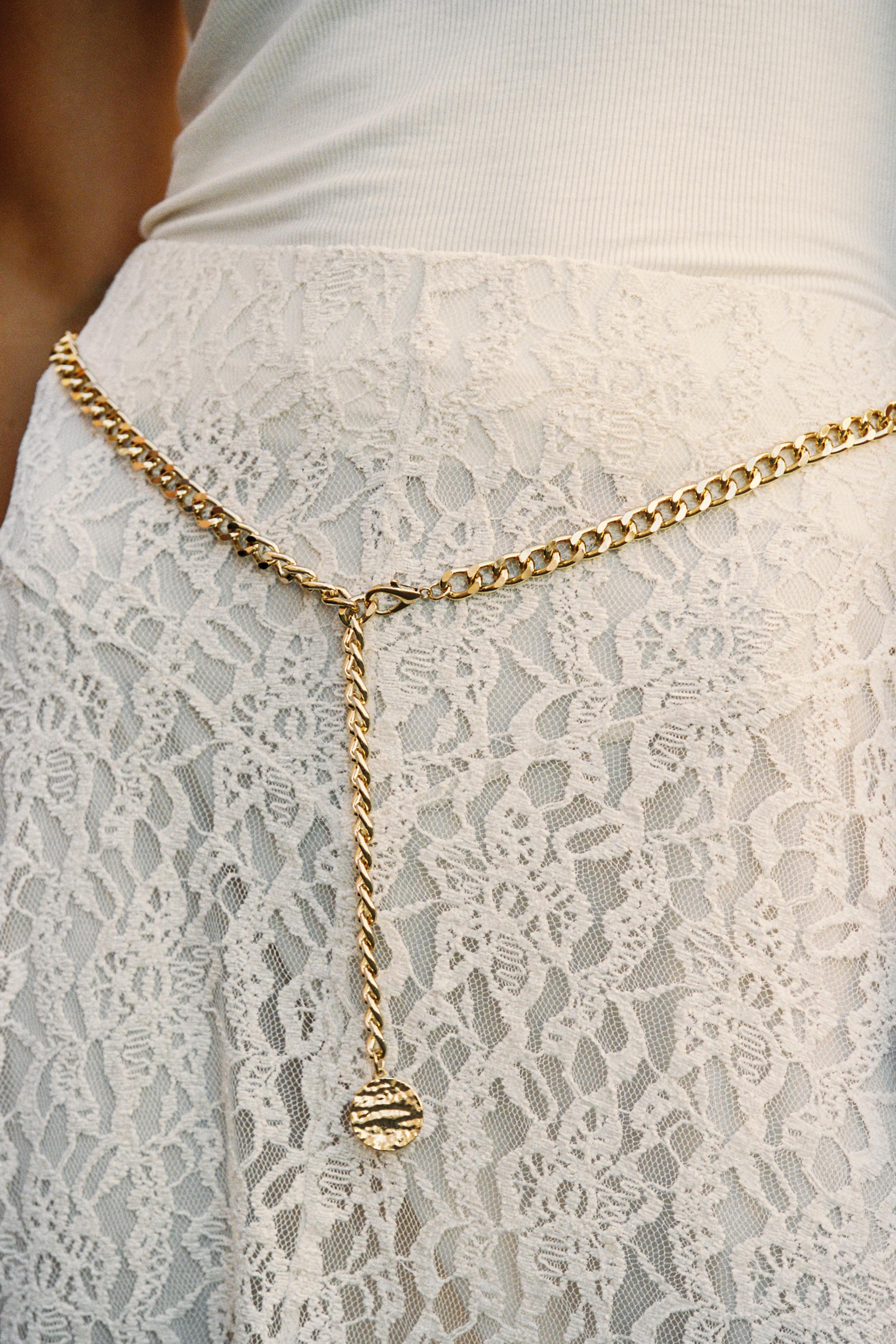 MIDI SKIRT WITH CHAIN BELT