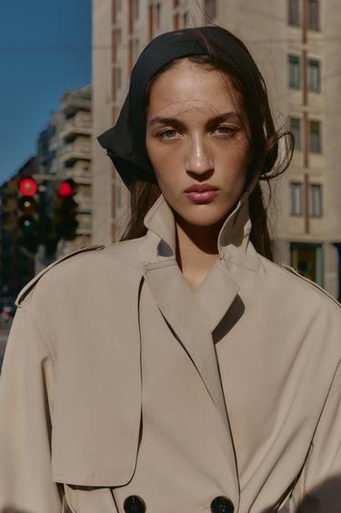 ترنش طويل بحزام مقاوم للرياح والماء - مِحْمر الخاص بـ Zara