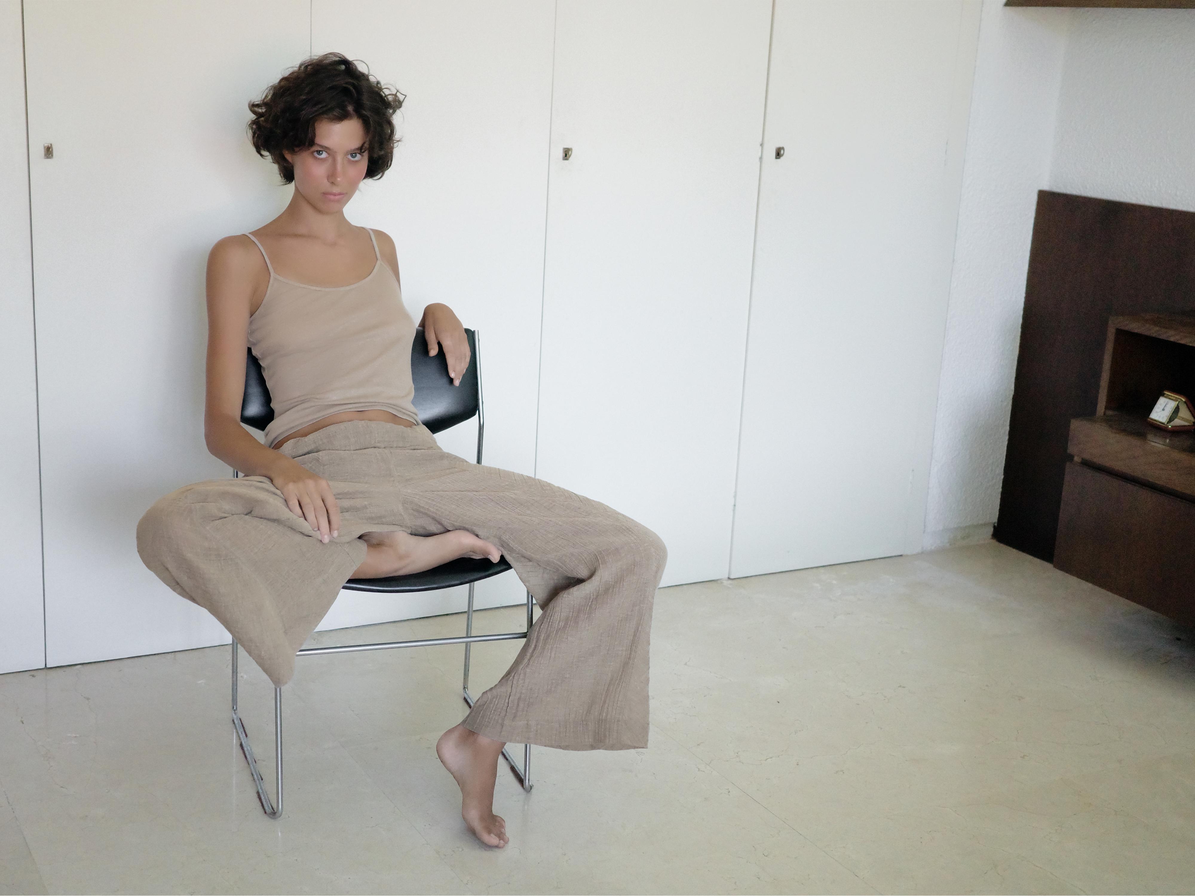 WOOL BLEND TANK TOP — Brown / Taupe