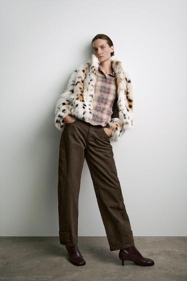 FAUX FUR JACKET ZW COLLECTION - Leopard by Zara - Image 0