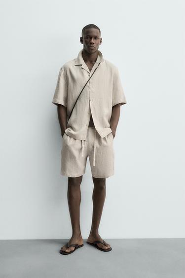 CAMISA RELAXED FIT 100% LINO - Beige claro de Zara