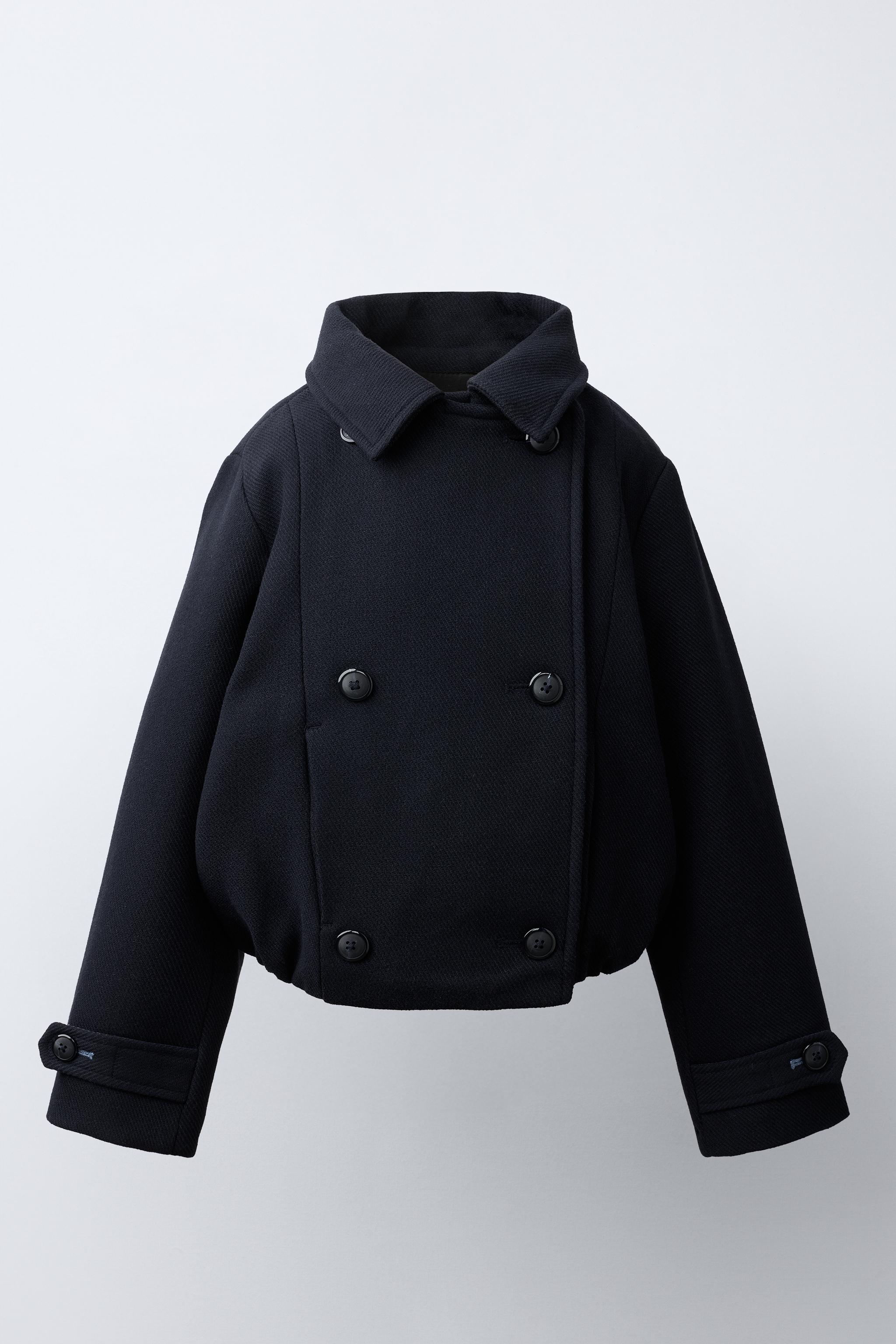 ZARA　クロップドウールコート クロップド丈ウール混コート - ネイビーブルー | ZARA Japan / 日本
