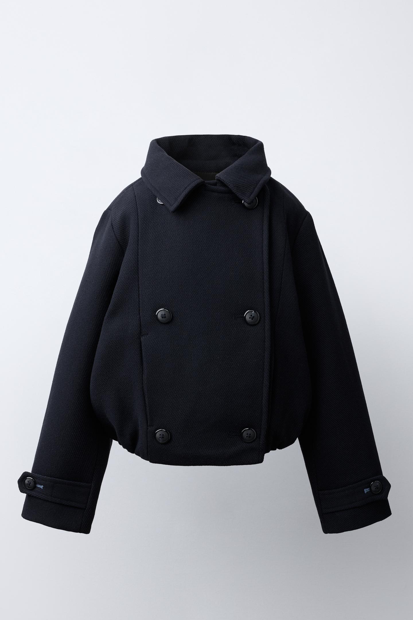 Детское пальто Zara Short Wool-Blend, цвет: Тёмно-синий