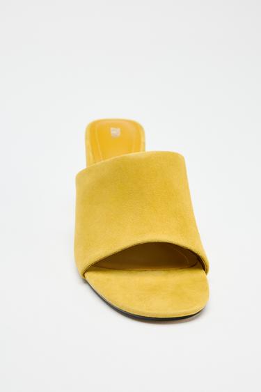 MULES À TALONS EN CUIR - Moutarde de Zara - Image 4