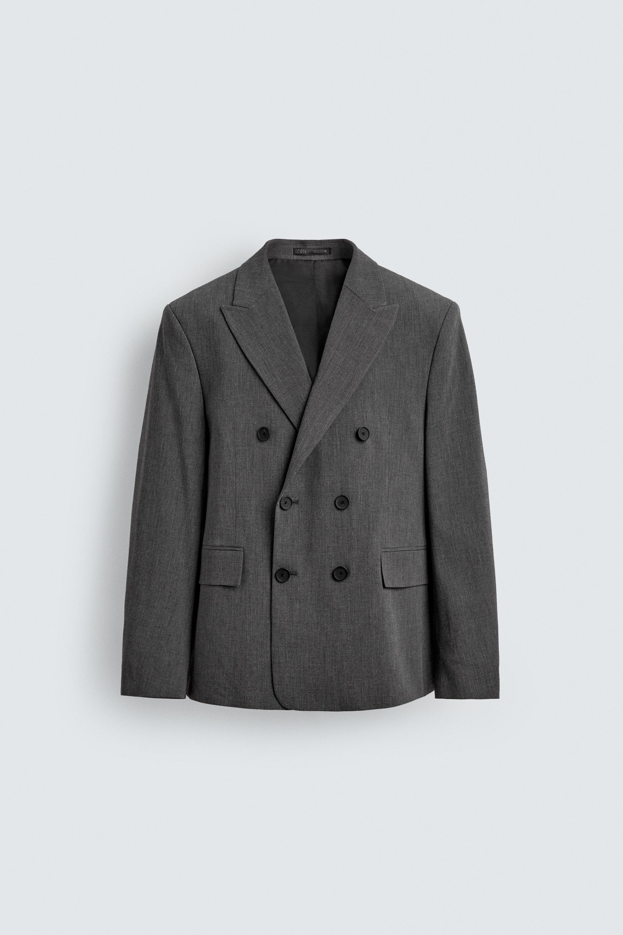 ウール混ダブルブレストブレザー - グレーマール | ZARA Japan / 日本