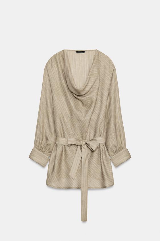 RUSTIC BELTED SHIRT - camel by Zara - Image 0