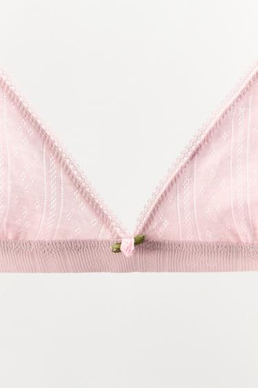 POINTELLE FLOWER BRALETTE - Light pink by Zara - Image 6