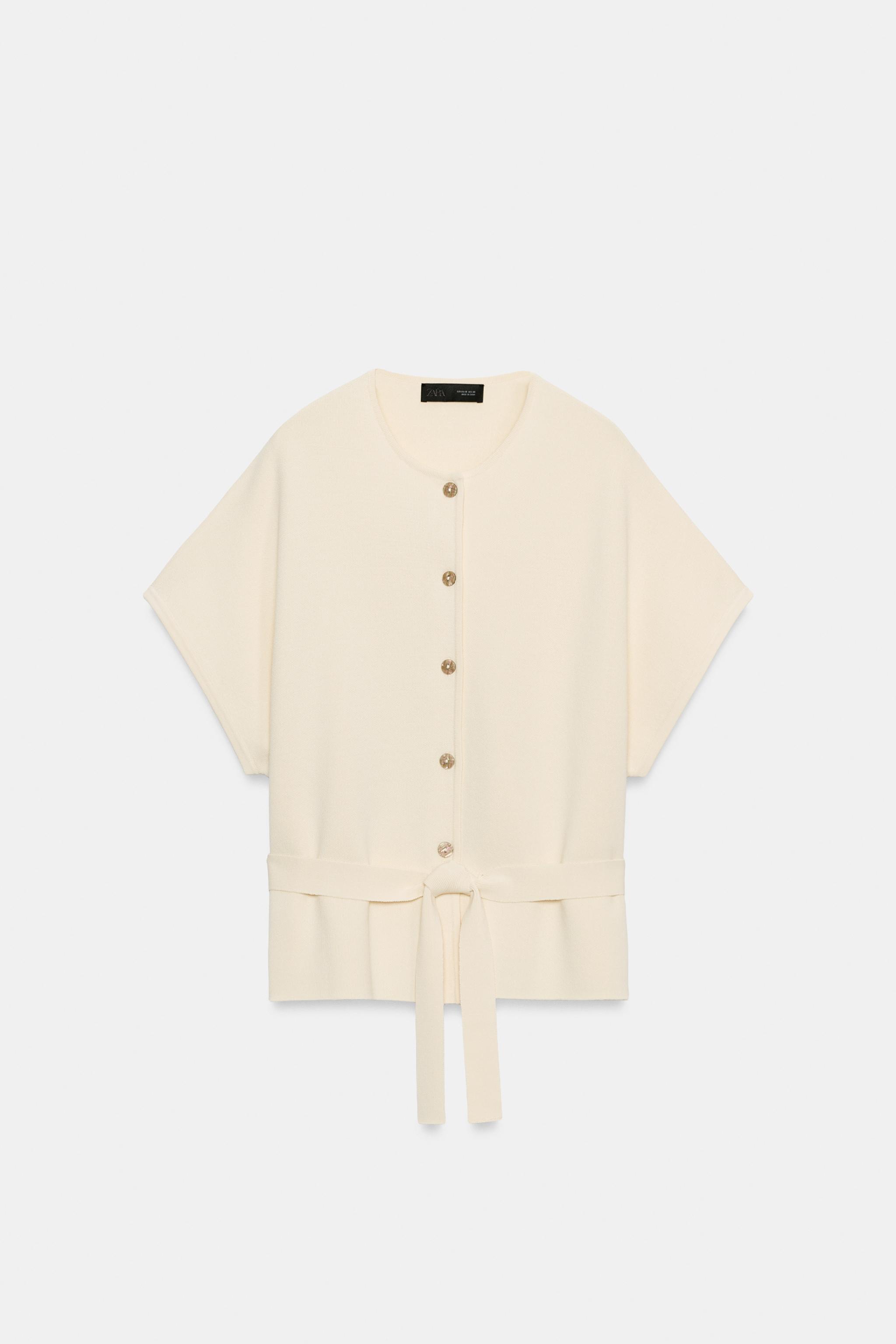 【新品未使用】ZARA ポケット付きニットカーディガン エクリュ ZARA - ZARAポケット付きニットカーディガン Sの通販 by ちー's shop