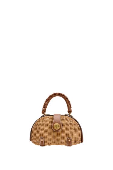 Zara RIGID MINI CROSSBODY BAG - taupe brown