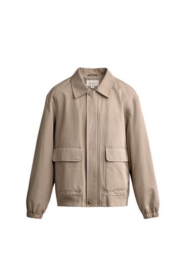 BAVLNĚNÁ BUNDA REGULAR FIT - Tmavošedá od Zara