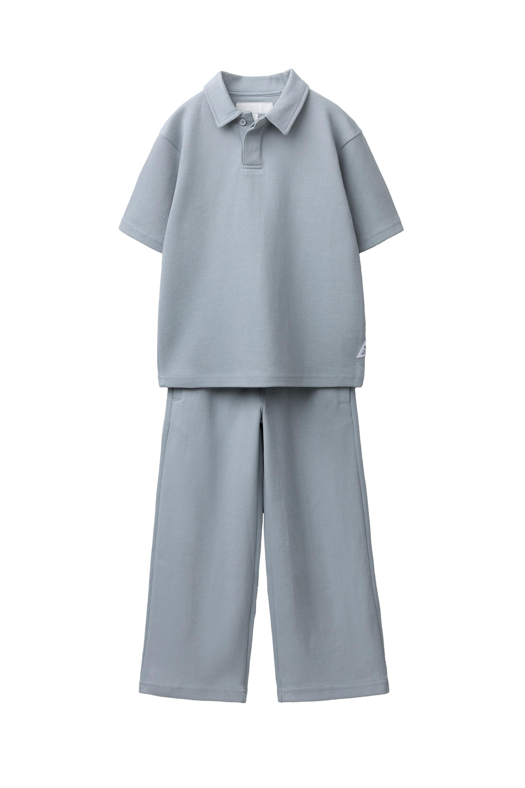 INTERLOCK PIQUÉ POLO AND PANTS SET - Pearl gray | ZARA United States