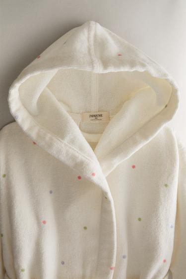KIDS' VELOUR POLKA DOT BATHROBE - Oyster-white by Zara - Image 1