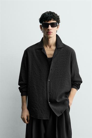 Zara JACQUARD DOT SHIRT - Black