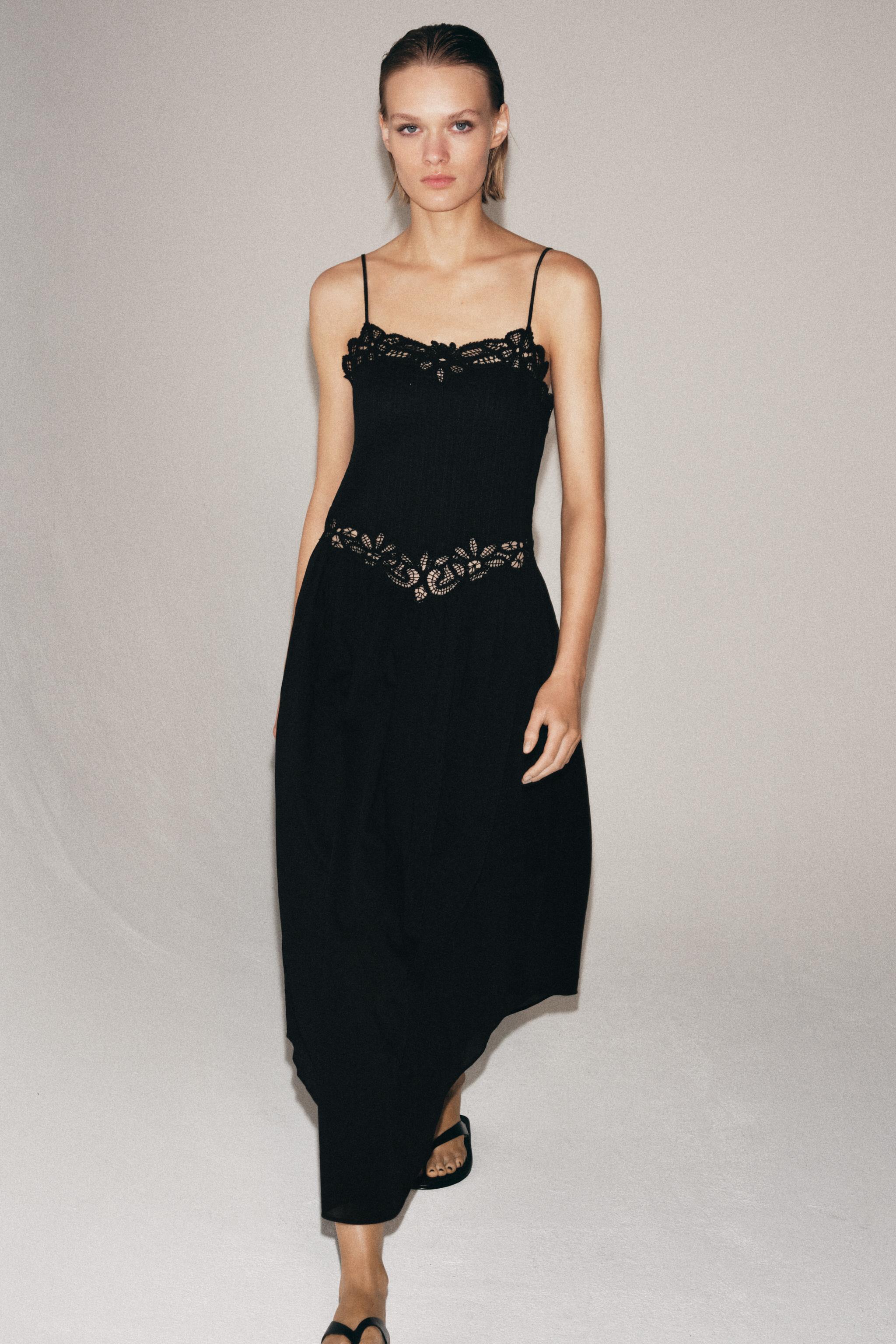 ZW COLLECTION LACE MIDI DRESS - Black | ZARA United States
